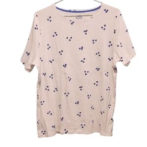 Croft & Barrow White Classic Cotton T-Shirt with Blue Floral Print